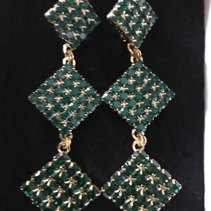 NWT Alessandra Rich Brilliant Emerald Earrings